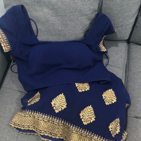 Saree Indian Wedding Traditional royal blue Sari - Picture 2 of 7